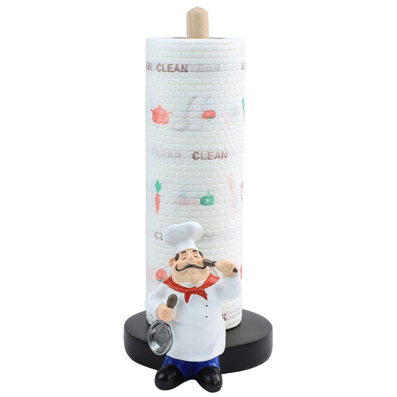 MASSJOY Chef Style Paper Towel Holder, Resin Crafts Display for Kitchen Cafe Western Restaurant Cake Shop Dessert Shop. - Image 1